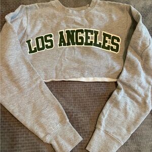 Full Tilt Gray Graphic Crop Hoodie